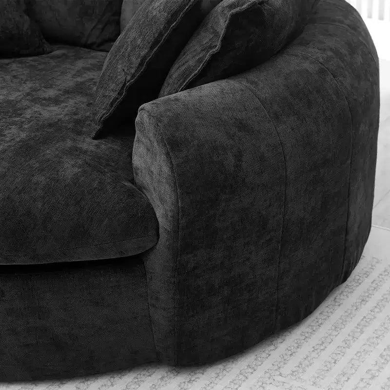Canapé rond en forme de miche de pain de 152 cm, canapé rond sans structure, canapé-lit entièrement compressé avec 8 coussins.