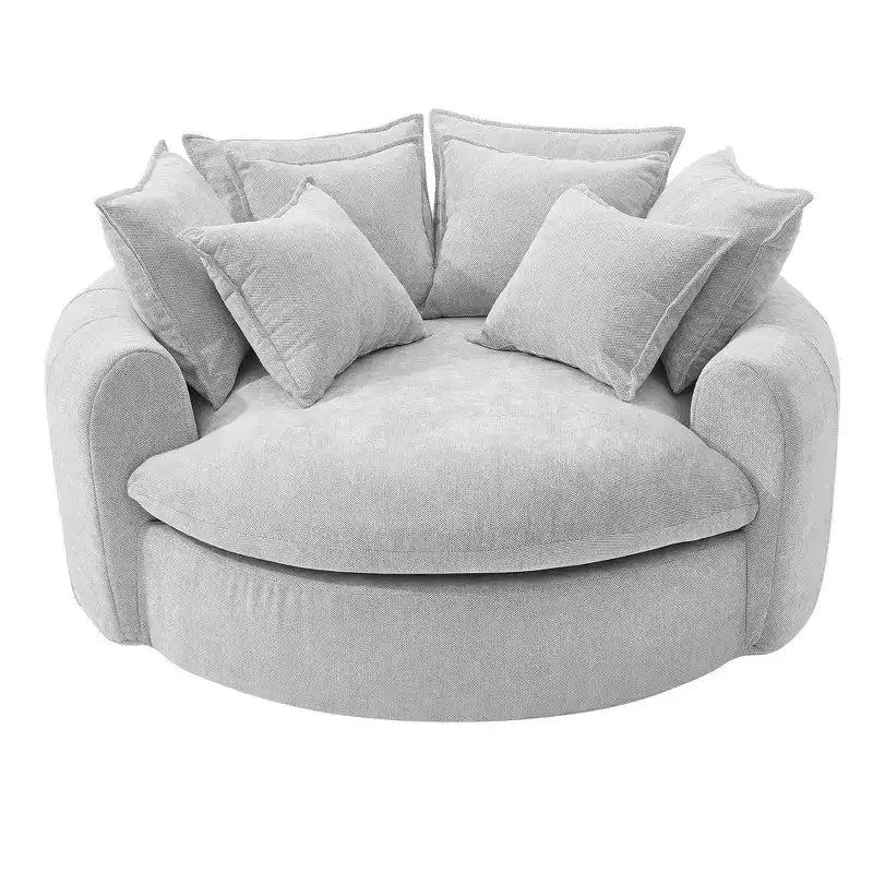Canapé rond en forme de miche de pain de 152 cm, canapé rond sans structure, canapé-lit entièrement compressé avec 8 coussins.