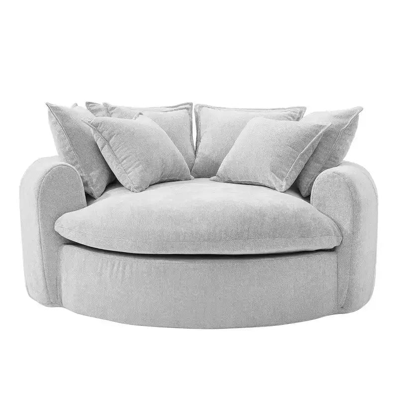 Canapé rond en forme de miche de pain de 152 cm, canapé rond sans structure, canapé-lit entièrement compressé avec 8 coussins.