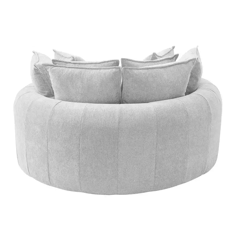Canapé rond en forme de miche de pain de 152 cm, canapé rond sans structure, canapé-lit entièrement compressé avec 8 coussins.