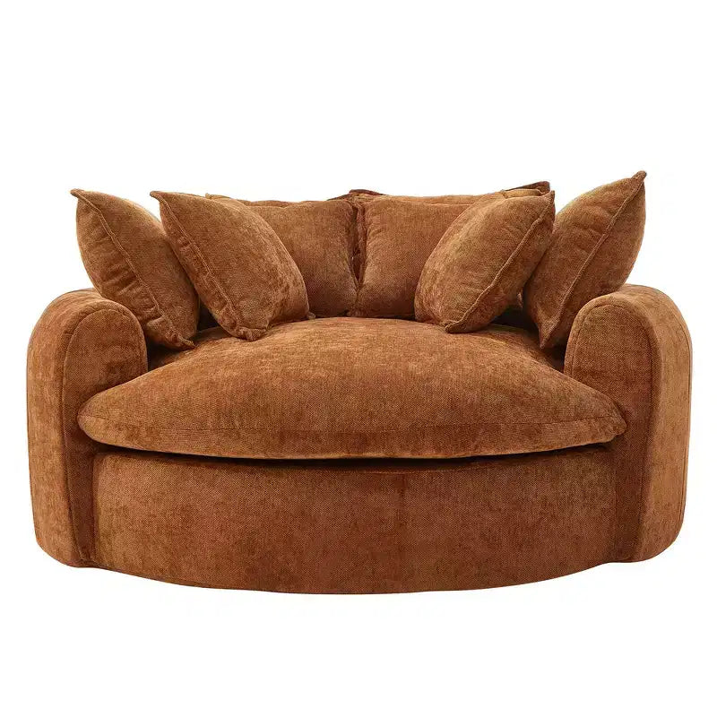 Canapé rond en forme de miche de pain de 152 cm, canapé rond sans structure, canapé-lit entièrement compressé avec 8 coussins.