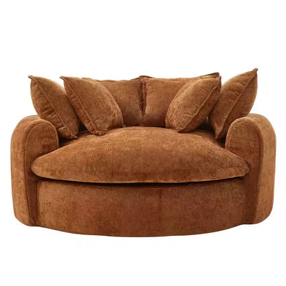 Canapé rond en forme de miche de pain de 152 cm, canapé rond sans structure, canapé-lit entièrement compressé avec 8 coussins.