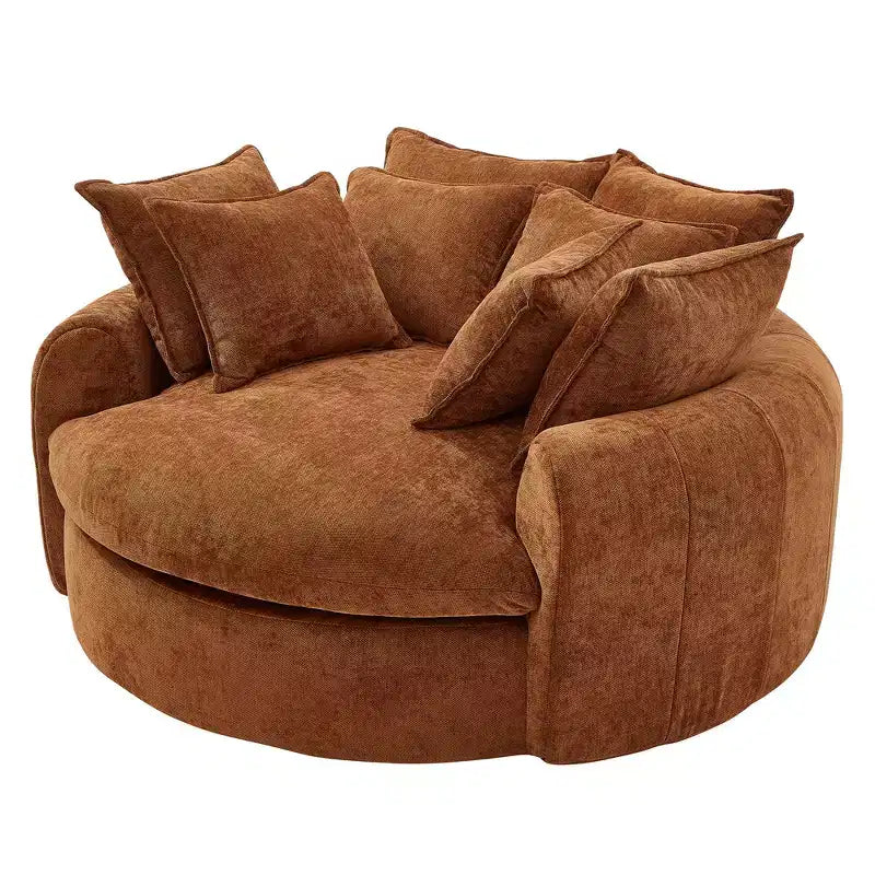 Canapé rond en forme de miche de pain de 152 cm, canapé rond sans structure, canapé-lit entièrement compressé avec 8 coussins.