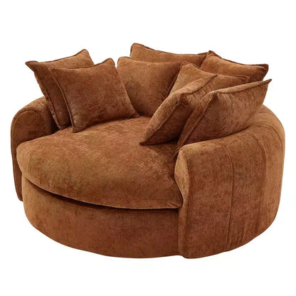 Canapé rond en forme de miche de pain de 152 cm, canapé rond sans structure, canapé-lit entièrement compressé avec 8 coussins.
