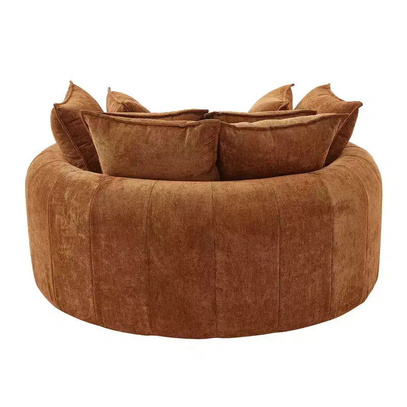 Canapé rond en forme de miche de pain de 152 cm, canapé rond sans structure, canapé-lit entièrement compressé avec 8 coussins.