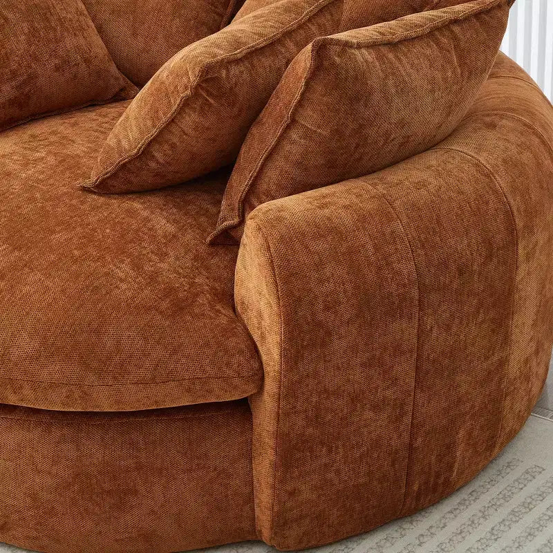 Canapé rond en forme de miche de pain de 152 cm, canapé rond sans structure, canapé-lit entièrement compressé avec 8 coussins.