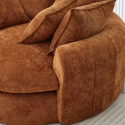 Canapé rond en forme de miche de pain de 152 cm, canapé rond sans structure, canapé-lit entièrement compressé avec 8 coussins.