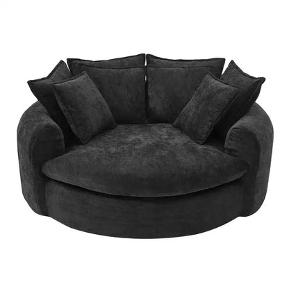 Canapé rond en forme de miche de pain de 152 cm, canapé rond sans structure, canapé-lit entièrement compressé avec 8 coussins.