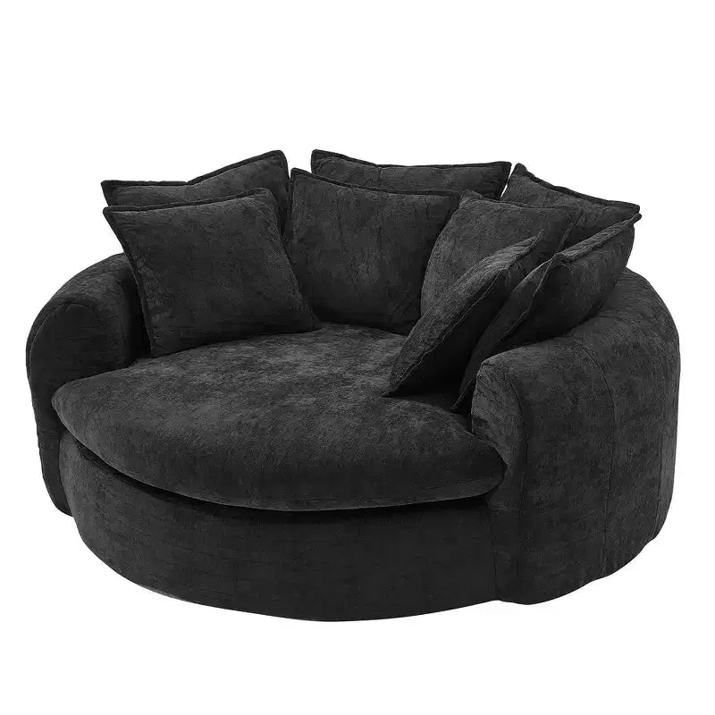 Canapé rond en forme de miche de pain de 152 cm, canapé rond sans structure, canapé-lit entièrement compressé avec 8 coussins.