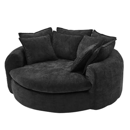 Canapé rond en forme de miche de pain de 152 cm, canapé rond sans structure, canapé-lit entièrement compressé avec 8 coussins.