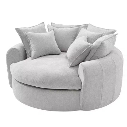 Canapé rond en forme de miche de pain de 152 cm, canapé rond sans structure, canapé-lit entièrement compressé avec 8 coussins.