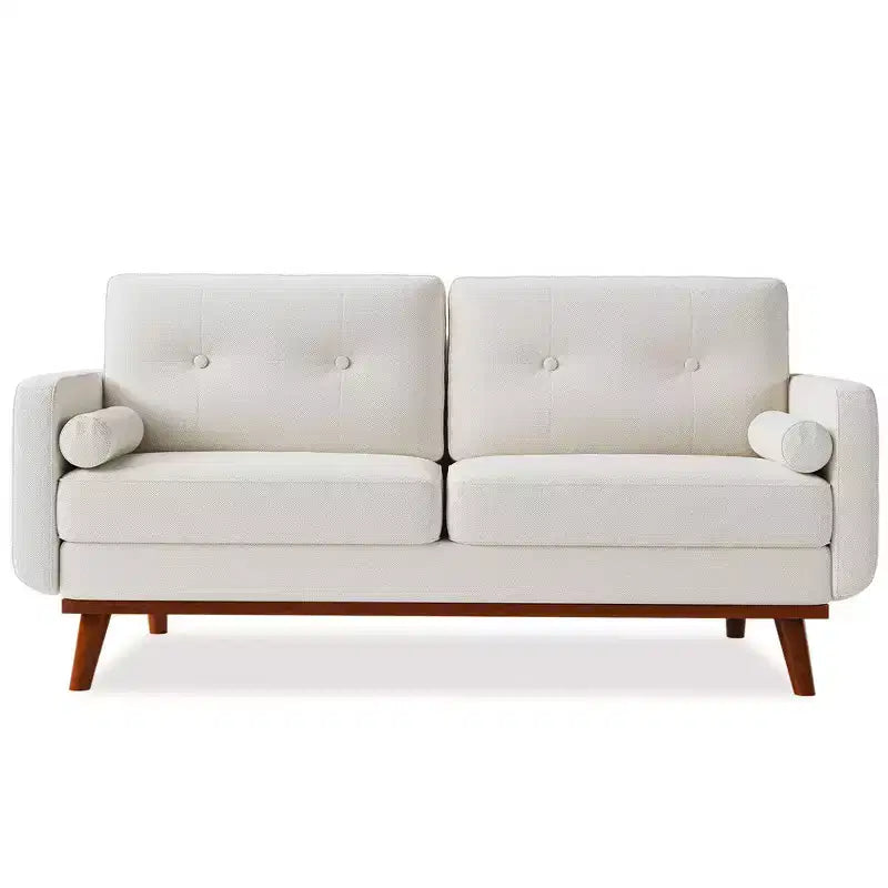 Causeuse moderne du milieu du siècle, canapé 65 po capitonné avec pieds et garnitures en bois, causeuse rembourrée pour salon, chambre et bureau