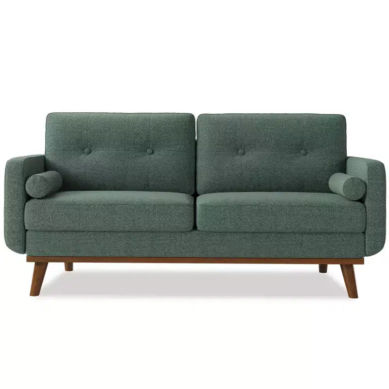 Causeuse moderne du milieu du siècle, canapé 65 po capitonné avec pieds et garnitures en bois, causeuse rembourrée pour salon, chambre et bureau