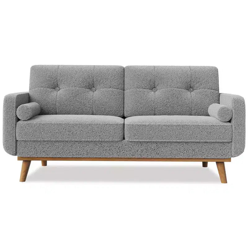 Causeuse moderne du milieu du siècle, canapé 65 po capitonné avec pieds et garnitures en bois, causeuse rembourrée pour salon, chambre et bureau