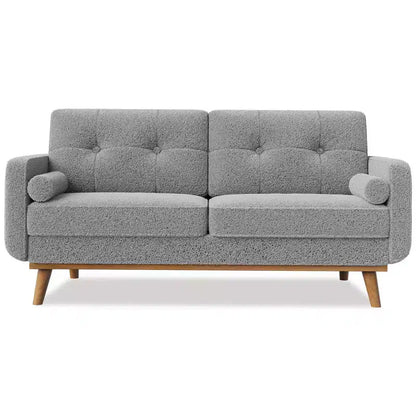 Causeuse moderne du milieu du siècle, canapé 65 po capitonné avec pieds et garnitures en bois, causeuse rembourrée pour salon, chambre et bureau