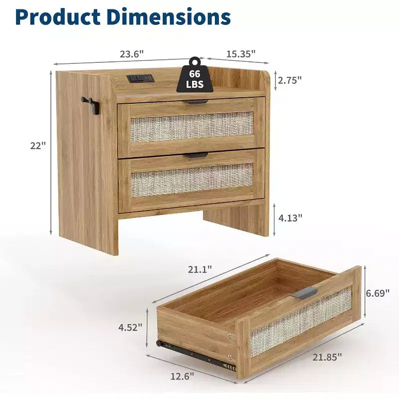 Table de chevet avec station de recharge, 1 tiroir de rangement et espace de rangement ouvert, tables d'appoint, convient pour la chambre, le bureau ou le salon