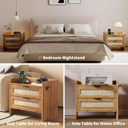 Table de chevet avec station de recharge, 1 tiroir de rangement et espace de rangement ouvert, tables d'appoint, convient pour la chambre, le bureau ou le salon