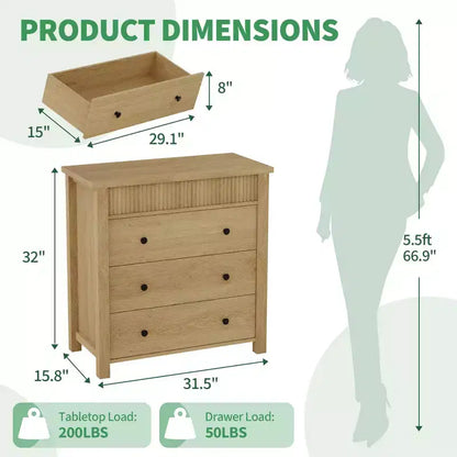 Commode de chevet à 3 tiroirs pour chambre à coucher,