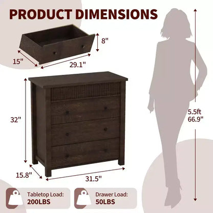 Commode de chevet à 3 tiroirs pour chambre à coucher,