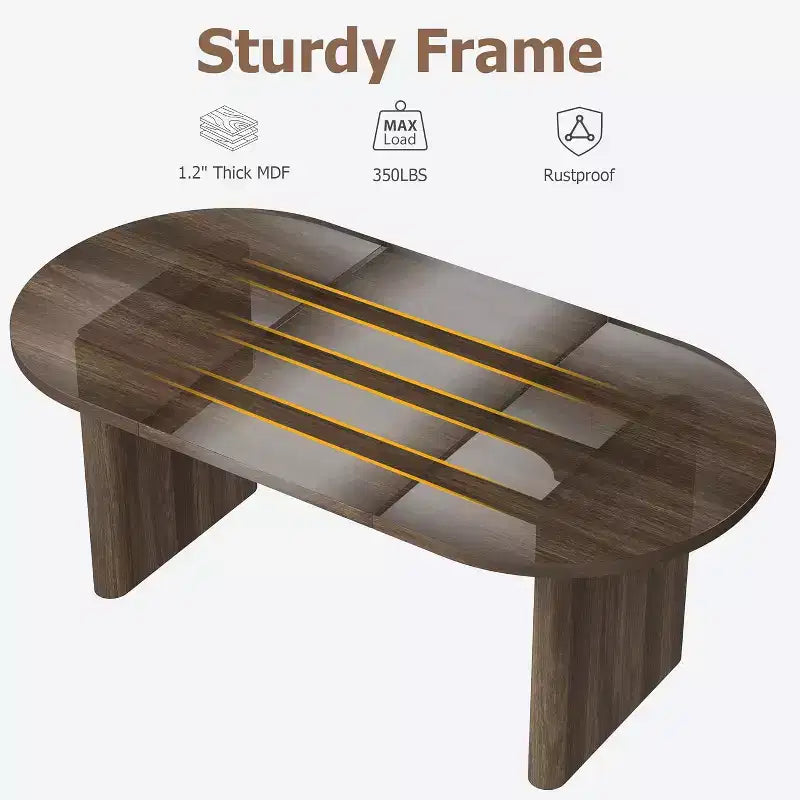 Table à manger ovale de 1,80 m pour 6-8 personnes, grande table basse de ferme avec base en bois épaisse et robuste pour la cuisine, le salon, le bureau