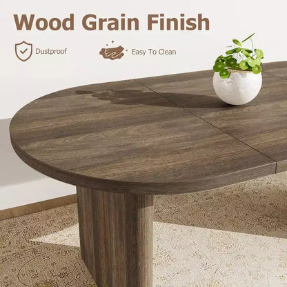 Table à manger ovale de 1,80 m pour 6-8 personnes, grande table basse de ferme avec base en bois épaisse et robuste pour la cuisine, le salon, le bureau
