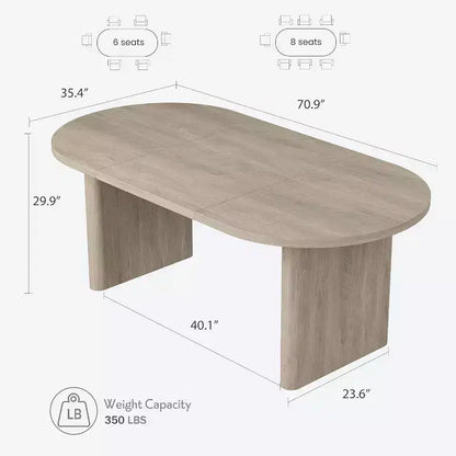 Table à manger ovale de 1,80 m pour 6-8 personnes, grande table basse de ferme avec base en bois épaisse et robuste pour la cuisine, le salon, le bureau