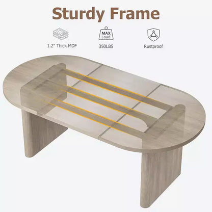 Table à manger ovale de 1,80 m pour 6-8 personnes, grande table basse de ferme avec base en bois épaisse et robuste pour la cuisine, le salon, le bureau
