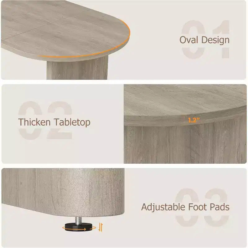 Table à manger ovale de 1,80 m pour 6-8 personnes, grande table basse de ferme avec base en bois épaisse et robuste pour la cuisine, le salon, le bureau