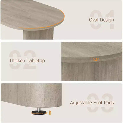 Table à manger ovale de 1,80 m pour 6-8 personnes, grande table basse de ferme avec base en bois épaisse et robuste pour la cuisine, le salon, le bureau