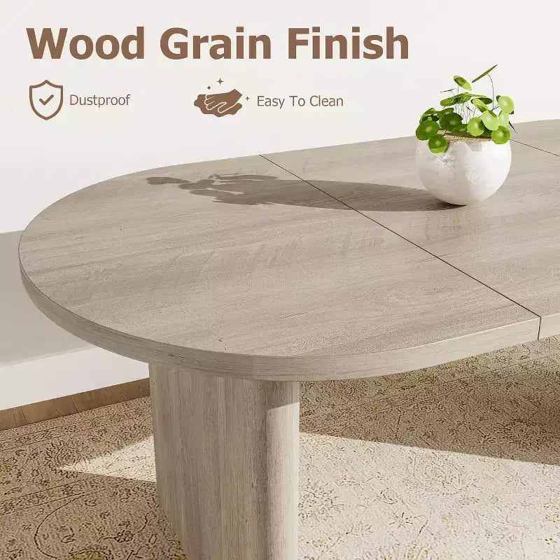 Table à manger ovale de 1,80 m pour 6-8 personnes, grande table basse de ferme avec base en bois épaisse et robuste pour la cuisine, le salon, le bureau