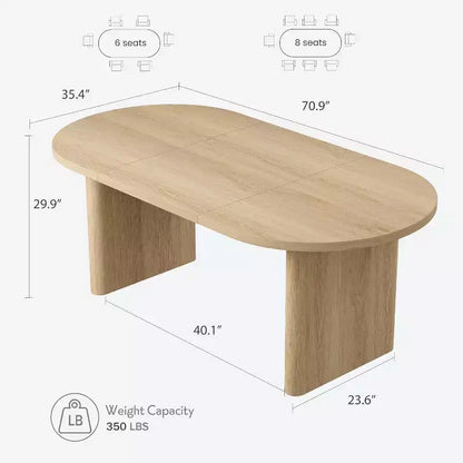 Table à manger ovale de 1,80 m pour 6-8 personnes, grande table basse de ferme avec base en bois épaisse et robuste pour la cuisine, le salon, le bureau