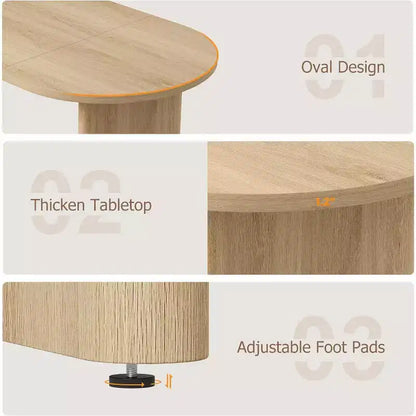 Table à manger ovale de 1,80 m pour 6-8 personnes, grande table basse de ferme avec base en bois épaisse et robuste pour la cuisine, le salon, le bureau