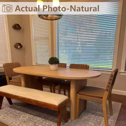 Table à manger ovale de 1,80 m pour 6-8 personnes, grande table basse de ferme avec base en bois épaisse et robuste pour la cuisine, le salon, le bureau
