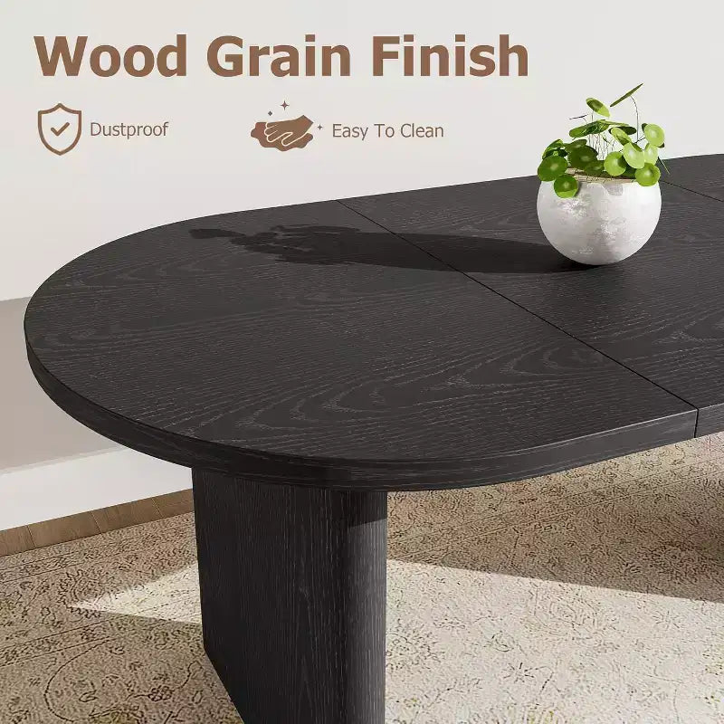 Table à manger ovale de 1,80 m pour 6-8 personnes, grande table basse de ferme avec base en bois épaisse et robuste pour la cuisine, le salon, le bureau