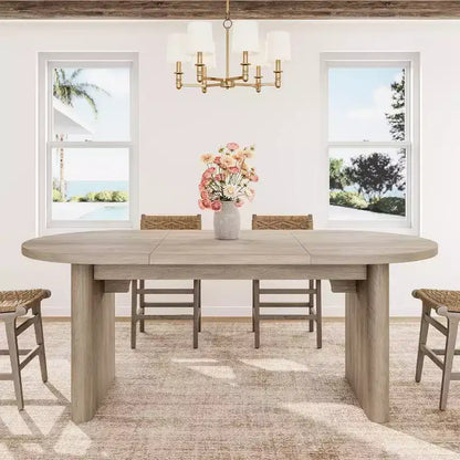 Table à manger ovale de 1,80 m pour 6-8 personnes, grande table basse de ferme avec base en bois épaisse et robuste pour la cuisine, le salon, le bureau