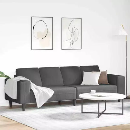 Canapé en tissu avec coussin en velours côtelé gris foncé - Gris foncé sans repose-pieds