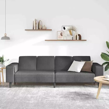 Canapé en tissu avec coussin en velours côtelé gris foncé - Gris foncé sans repose-pieds