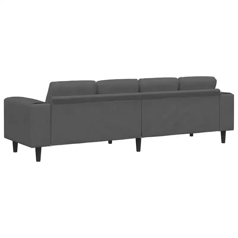 Canapé en tissu avec coussin en velours côtelé gris foncé - Gris foncé sans repose-pieds