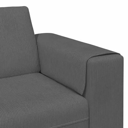 Canapé en tissu avec coussin en velours côtelé gris foncé - Gris foncé sans repose-pieds