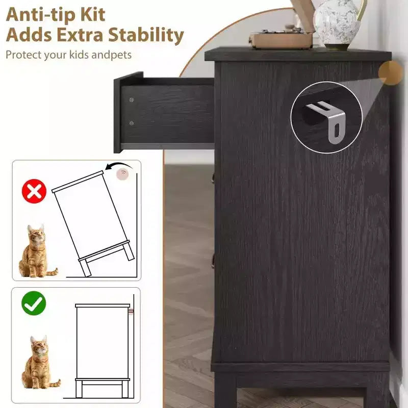 Commode 7 tiroirs, chiffonnier 54 pouces avec rangement, organisateur de placard en bois pour chambre à coucher, salon, entrée