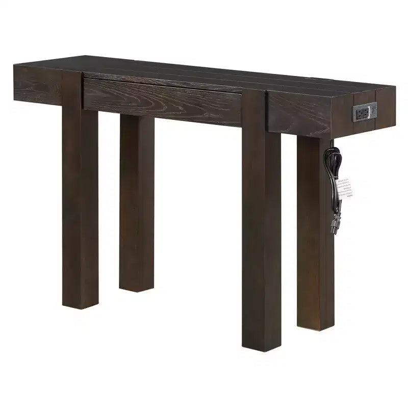 Console en bois massif avec rangement dissimulé et station de charge intégrée