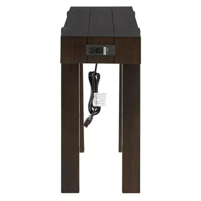Console en bois massif avec rangement dissimulé et station de charge intégrée