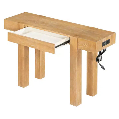 Console en bois massif avec rangement dissimulé et station de charge intégrée