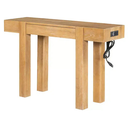 Console en bois massif avec rangement dissimulé et station de charge intégrée