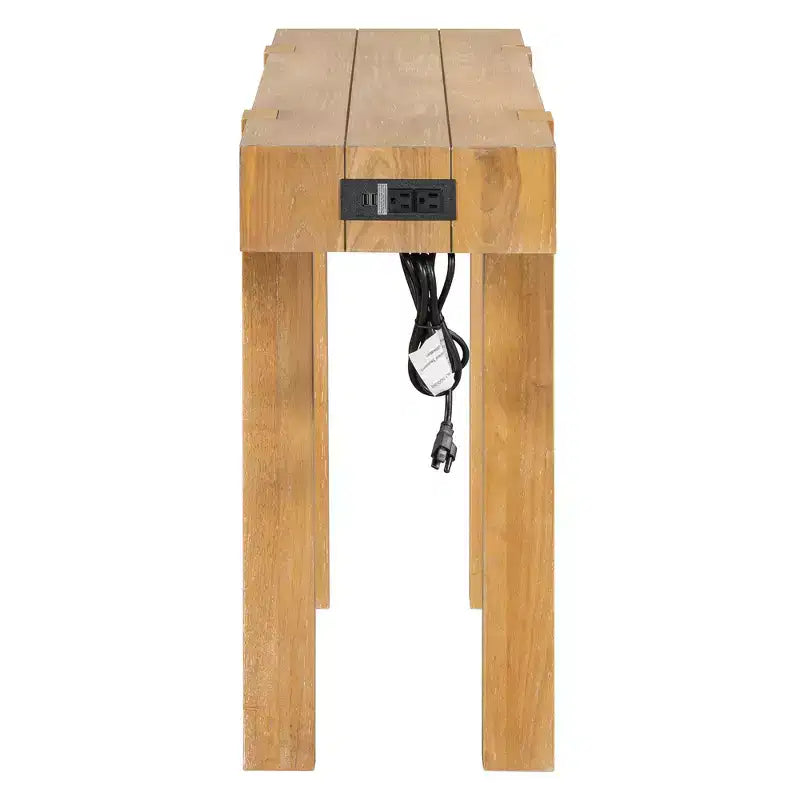 Console en bois massif avec rangement dissimulé et station de charge intégrée