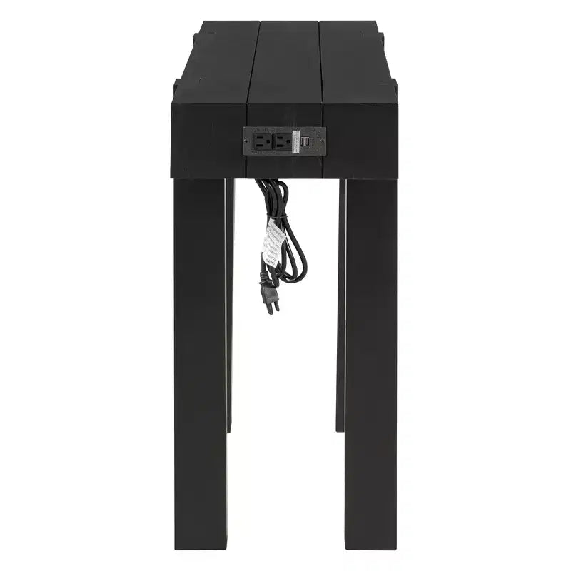 Console en bois massif avec rangement dissimulé et station de charge intégrée