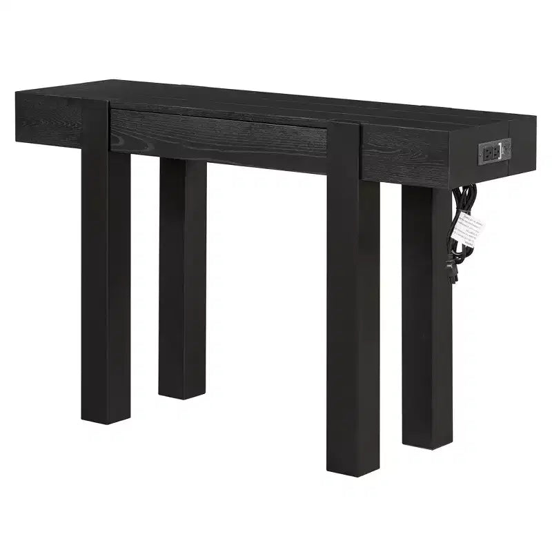 Console en bois massif avec rangement dissimulé et station de charge intégrée