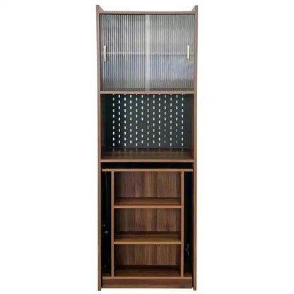 Bureau pliant avec meuble de rangement et étagères ouvertes pour bureau à domicile, Noyer