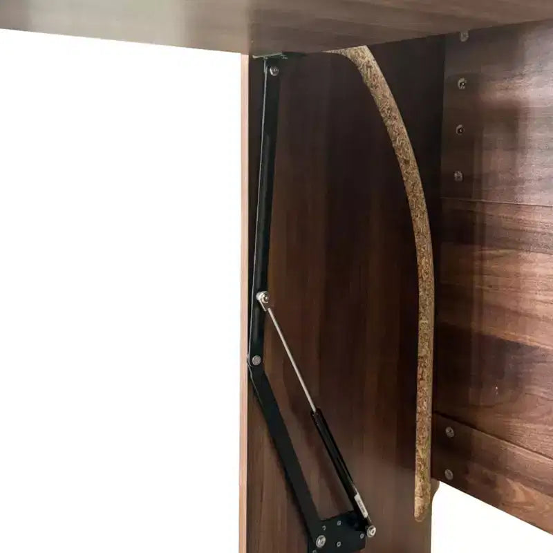 Bureau pliant avec meuble de rangement et étagères ouvertes pour bureau à domicile, Noyer