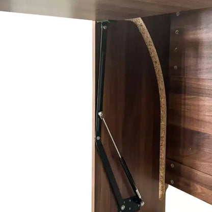 Bureau pliant avec meuble de rangement et étagères ouvertes pour bureau à domicile, Noyer